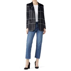 Equipment Women's James Blazer Size 10 Black & White Plaid Jacket Classic (B06)
